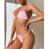 imageZando 2 Piece Sexy Bikinis for Women Halter Straps Crisscross Triangle Bikini Cheeky Brazilian Thong Bikini Bathing SuitPink