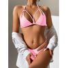 imageZando 2 Piece Sexy Bikinis for Women Halter Straps Crisscross Triangle Bikini Cheeky Brazilian Thong Bikini Bathing SuitPink
