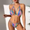 imageZando 2 Piece Sexy Bikinis for Women Halter Straps Crisscross Triangle Bikini Cheeky Brazilian Thong Bikini Bathing SuitRainbow