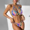 imageZando 2 Piece Sexy Bikinis for Women Halter Straps Crisscross Triangle Bikini Cheeky Brazilian Thong Bikini Bathing SuitRainbow
