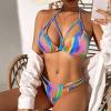 imageZando 2 Piece Sexy Bikinis for Women Halter Straps Crisscross Triangle Bikini Cheeky Brazilian Thong Bikini Bathing SuitRainbow