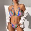 imageZando 2 Piece Sexy Bikinis for Women Halter Straps Crisscross Triangle Bikini Cheeky Brazilian Thong Bikini Bathing SuitRainbow