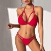 imageZando 2 Piece Sexy Bikinis for Women Halter Straps Crisscross Triangle Bikini Cheeky Brazilian Thong Bikini Bathing SuitRed