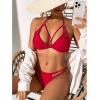 imageZando 2 Piece Sexy Bikinis for Women Halter Straps Crisscross Triangle Bikini Cheeky Brazilian Thong Bikini Bathing SuitRed