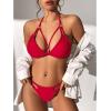 imageZando 2 Piece Sexy Bikinis for Women Halter Straps Crisscross Triangle Bikini Cheeky Brazilian Thong Bikini Bathing SuitRed