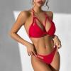 imageZando 2 Piece Sexy Bikinis for Women Halter Straps Crisscross Triangle Bikini Cheeky Brazilian Thong Bikini Bathing SuitRed
