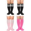 imageZando 4 Pairs Kids Soccer Socks Baseball Softball Socks Youth Athletic Socks Boys Girls Knee High SocksBlack 2PinkHot Pink