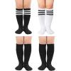 imageZando 4 Pairs Kids Soccer Socks Baseball Softball Socks Youth Athletic Socks Boys Girls Knee High SocksBlack 3White