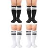 imageZando 4 Pairs Kids Soccer Socks Baseball Softball Socks Youth Athletic Socks Boys Girls Knee High SocksBlack2White2