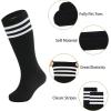 imageZando 4 Pairs Kids Soccer Socks Baseball Softball Socks Youth Athletic Socks Boys Girls Knee High SocksBlackBlack StripeBlueBlue Stripe