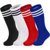 imageZando 4 Pairs Kids Soccer Socks Baseball Softball Socks Youth Athletic Socks Boys Girls Knee High SocksBlackWhiteRedBlue