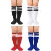 imageZando 4 Pairs Kids Soccer Socks Baseball Softball Socks Youth Athletic Socks Boys Girls Knee High SocksBlackWhiteRedBlue