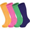 imageZando 4 Pairs Kids Soccer Socks Baseball Softball Socks Youth Athletic Socks Boys Girls Knee High SocksOrangePinkGreenPurple