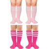 imageZando 4 Pairs Kids Soccer Socks Baseball Softball Socks Youth Athletic Socks Boys Girls Knee High SocksPink 2Hot Pink 2