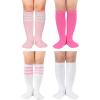 imageZando 4 Pairs Kids Soccer Socks Baseball Softball Socks Youth Athletic Socks Boys Girls Knee High SocksWhite 2PinkHot Pink