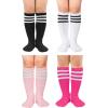 imageZando 4 Pairs Kids Soccer Socks Baseball Softball Socks Youth Athletic Socks Boys Girls Knee High SocksWhiteBlackPinkHot Pink