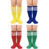 imageZando 4 Pairs Kids Soccer Socks Baseball Softball Socks Youth Athletic Socks Boys Girls Knee High SocksYellowGreenBlueRed