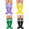 imageZando 4 Pairs Kids Soccer Socks Baseball Softball Socks Youth Athletic Socks Boys Girls Knee High SocksYellowPurpleGreenBlack