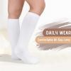 imageZando Baby Girl Socks Cotton Baby Knee High Socks Cute Ruffle Socks for Toddler Girls Infant Uniform Stockings SeamlessA White 1 Pair