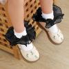 imageZando Girls Ruffle Socks Big Double Lace Turn Cuff Dress Socks Cute Lace Socks for Toddler and Kids 23 Pairs3Black