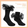imageZando Girls Ruffle Socks Big Double Lace Turn Cuff Dress Socks Cute Lace Socks for Toddler and Kids 23 PairsWhiteRedBlack
