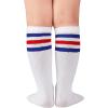imageZando Toddler Soccer Socks Baseball Softball Football Socks Tube Athletic Socks Uniform Socks Knee High Socks for GirlsWhite Blue Red