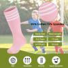 imageZando Toddler Soccer Socks Boys Girls Knee High Striped Tube Socks Kids School Uniform Dress Socks Athletic Long Socks09 Royalblue White  Pink White