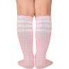 imageZando Toddler Soccer Socks Boys Girls Knee High Striped Tube Socks Kids School Uniform Dress Socks Athletic Long Socks09 Royalblue White  Pink White
