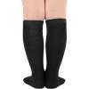 imageZando Toddler Soccer Socks Boys Girls Knee High Striped Tube Socks Kids School Uniform Dress Socks Athletic Long SocksA Black 2 Pack