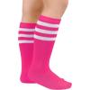 imageZando Toddler Soccer Socks Boys Girls Knee High Striped Tube Socks Kids School Uniform Dress Socks Athletic Long SocksB Black White  Pink White