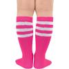 imageZando Toddler Soccer Socks Boys Girls Knee High Striped Tube Socks Kids School Uniform Dress Socks Athletic Long SocksB Black White  Pink White