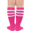 imageZando Toddler Soccer Socks Boys Girls Knee High Striped Tube Socks Kids School Uniform Dress Socks Athletic Long SocksLight Purple  Pink White