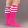 imageZando Toddler Soccer Socks Boys Girls Knee High Striped Tube Socks Kids School Uniform Dress Socks Athletic Long SocksLight Purple  Pink White
