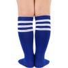 imageZando Toddler Soccer Socks Boys Girls Knee High Striped Tube Socks Kids School Uniform Dress Socks Athletic Long SocksTurquoise  Robal Blue