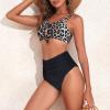 imageZando Women High Waisted Bikini Set Cute Bikinis for Teen Girl Sports Color Block Swimsuit 2 Piece High Cut Bathing SuitLeopard