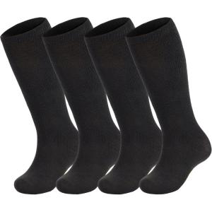 imageZando 4 Pairs Kids Soccer Socks Baseball Softball Socks Youth Athletic Socks Boys Girls Knee High SocksBlack 4