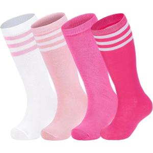 imageZando 4 Pairs Kids Soccer Socks Baseball Softball Socks Youth Athletic Socks Boys Girls Knee High SocksMulti Pink