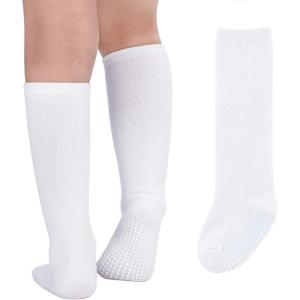 imageZando Baby Girl Socks Cotton Baby Knee High Socks Cute Ruffle Socks for Toddler Girls Infant Uniform Stockings SeamlessA White 1 Pair