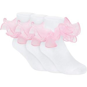 imageZando Girls Ruffle Socks Big Double Lace Turn Cuff Dress Socks Cute Lace Socks for Toddler and Kids 23 Pairs3Pink