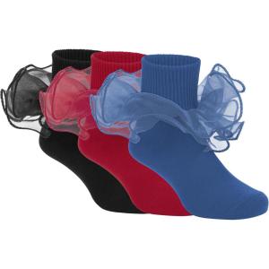 imageZando Girls Ruffle Socks Big Double Lace Turn Cuff Dress Socks Cute Lace Socks for Toddler and Kids 23 PairsBlueBlackWine Red