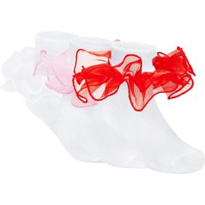 imageZando Girls Ruffle Socks Big Double Lace Turn Cuff Dress Socks Cute Lace Socks for Toddler and Kids 23 PairsWhitePinkRed