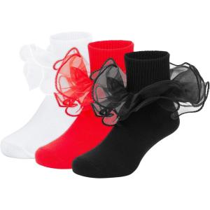 imageZando Girls Ruffle Socks Big Double Lace Turn Cuff Dress Socks Cute Lace Socks for Toddler and Kids 23 PairsWhiteRedBlack