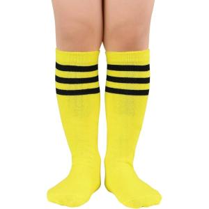 imageZando Toddler Soccer Socks Baseball Softball Football Socks Tube Athletic Socks Uniform Socks Knee High Socks for GirlsA Yellow Black