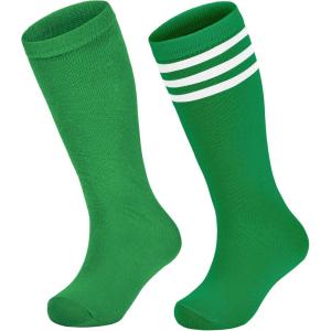 imageZando Toddler Soccer Socks Boys Girls Knee High Striped Tube Socks Kids School Uniform Dress Socks Athletic Long Socks2 Green