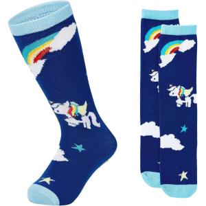imageZando Toddler Soccer Socks Breathable Kids Football Baseball Socks Cotton Toddler Knee High Socks Pattern Printed SocksBlue Unicorn
