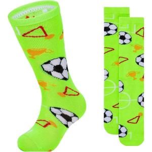 imageZando Toddler Soccer Socks Breathable Kids Football Baseball Socks Cotton Toddler Knee High Socks Pattern Printed SocksNeon Soccer Print