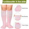 imageZando 4 Pairs Kids Soccer Youth Baseball Football Softball Socks Cotton Girls Uniform Socks Boys Knee High SocksBlack 2PinkGreen