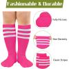 imageZando 4 Pairs Kids Soccer Youth Baseball Football Softball Socks Cotton Girls Uniform Socks Boys Knee High SocksBlackPink 2Royal Blue