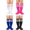 imageZando 4 Pairs Kids Soccer Youth Baseball Football Softball Socks Cotton Girls Uniform Socks Boys Knee High SocksBlackPink 2Royal Blue