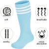 imageZando 4 Pairs Kids Soccer Youth Baseball Football Softball Socks Cotton Girls Uniform Socks Boys Knee High SocksBlue 2Black 2
